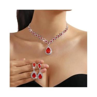 Imagem de Conjunto De Joias De Casamento Em Cristal Vermelho Verde Azul Para Mul