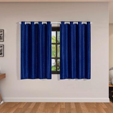 Imagem de Cortina Blackout Pvc Com Tecido Voil Xadrez 2,80 M X 1,60 M - Marinho