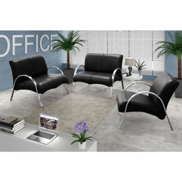 Imagem de Conjunto Poltrona Polly Com 5 Lugares - Preto Corino