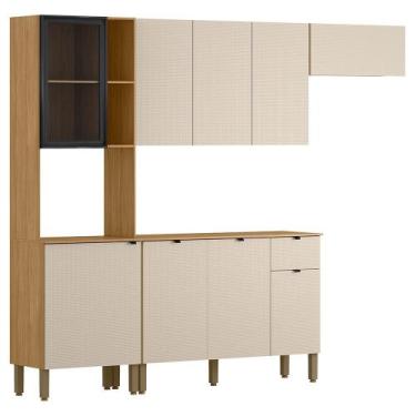 Imagem de Cozinha 4 Pecas 251 cm MDF Vert Plus KTP - Kits Paraná, Freijo Soft