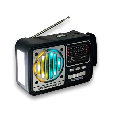 Imagem de Rádio Bluetooth Vintage Recarregável Portátil Lanterna Música, Estilo e Praticidade - Cor:Preto