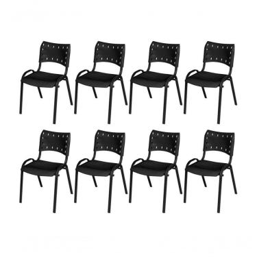 Imagem de Cadeira Iso Base Preto Igreja, Escola, Escritório - Preto - Kit 8 Peças