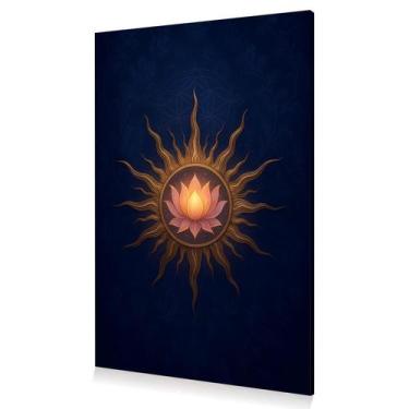 Imagem de Quadro Decoração Flor Lótus Rosa Mandala Dourada Canva 60x40 - DC Expr