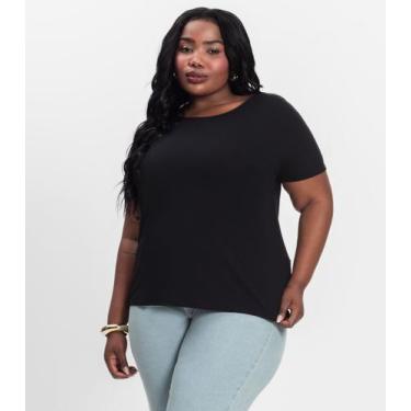 Imagem de Blusa Manga Curta Feminina Plus Size Secret Glam Preto, Plus G4, Preto