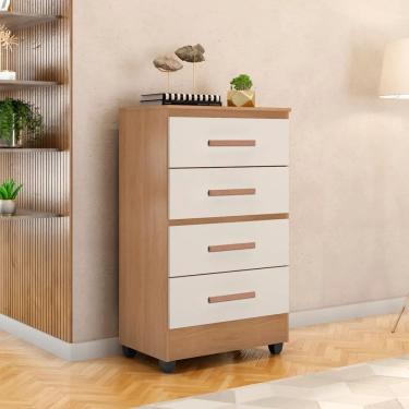 Imagem de Cômoda Gaveteiro 4 Gavetas Organizadora Moderna Móveis Leão Lite 