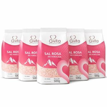 Imagem de Kit 5 Sal Rosa do Himalaia Fino Q-VITA 500g