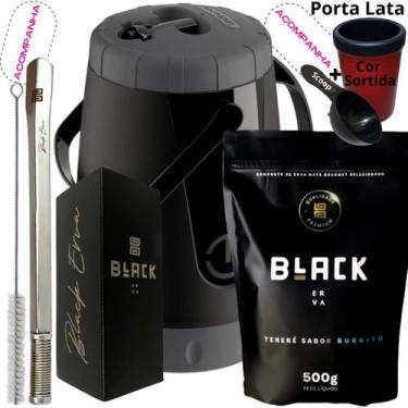 Imagem de Kit Completo Tereré Black Erva Mate Garrafa térmica Unitermi Copo Inox