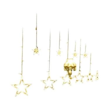 Imagem de Cortina De Luzes LED Estrela 3.5M Com 138 LEDs Para Decoração De Natal