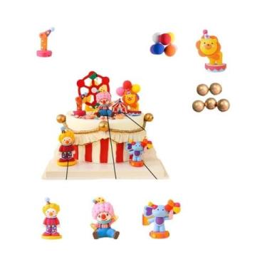 Imagem de Topo De Bolo Temático De Circo: Palhaço, Leão, Elefante, Leão Marinho,