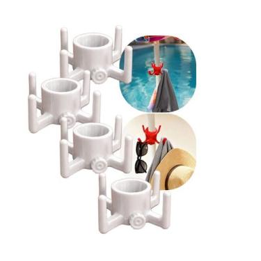 Imagem de Kit 4 Gancho Para Guarda-Sol Universal Com 4 Ganchos Porta Toalha Bols