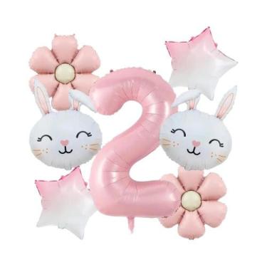Imagem de Balões Rosa Fosco De Margarida E Coelho, 7pçs/conjunto, Decoração De F