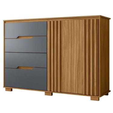 Imagem de Comoda Texas 4 Gavetas 2 Portas 147 cm Freijo Off White Moval, Freijo 