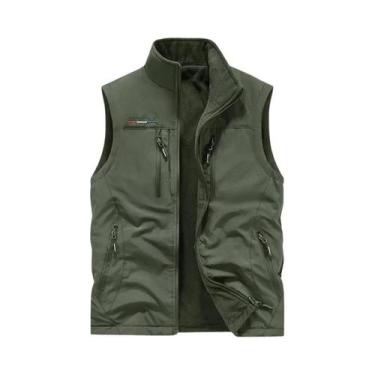 Imagem de Colete De Pesca Masculino De Couro Quente Para Outono/Inverno, Confort