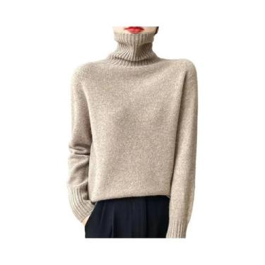 Imagem de Hoodie Feminino 100% Lã Merino, Manga Longa, Gola Alta, Top Quente Em 