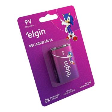 Imagem de Bateria Alcalina 9V Elgin Recarregável Cartela com 1 Unidade