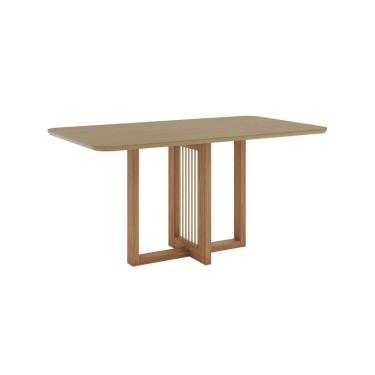 Imagem de Mesa Natalí 120cm Canto Arredondado com Vidro Marrom