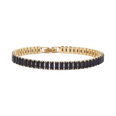 Imagem de Pulseira Feminina Larga Geométrica Com Zircônia, Banhada a Ouro 18K, J