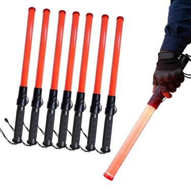 Imagem de Bastao Sinalizador Viario Kit 7 Uni Apito Fiscal Led Guarda Transito Emergencia Obra Estacionamento Flanelinha Rodovia