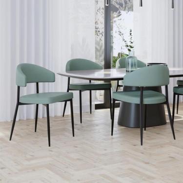 Imagem de Conjunto 4 Cadeiras de Jantar Bless Revestimento Sintético Est.Preta -