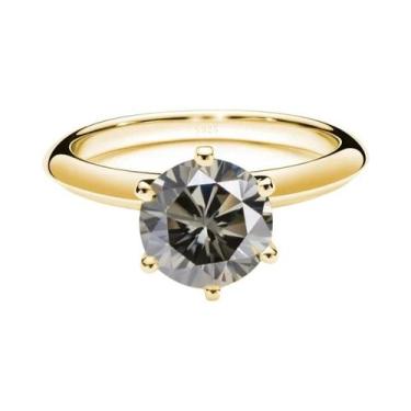 Imagem de Anel De Moissanite Em Ouro Amarelo 1ct 6.5MM JoyceJelly Prata Esterlin