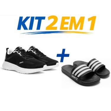 Imagem de Kit tenis casual masculino e feminino super leve confortavel treino fi