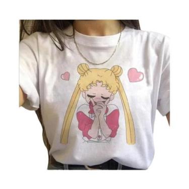 Imagem de Camiseta Gráfica Retro Sailor Moon De Algodão Para O Verão, Casual Par