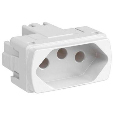 Imagem de Módulo Tomada 2 Pinos + Terra 20 Amperes 250 Volts Branco Miluz S3b703