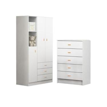 Imagem de Conjunto Guarda Roupa + Comoda Ditália Bb-322+bb-120 Branco - DITÁLIA 