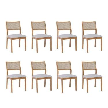 Imagem de Kit 8 Cadeiras para Sala de Jantar Estofadas Oiti Madeira/cinza