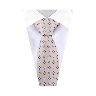 Imagem de Gravata Masculina Azul Com Listras Douradas, Acessórios Para Terno Par