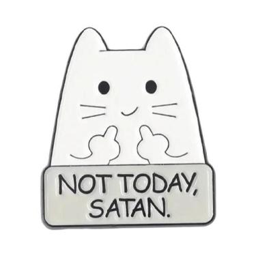 Imagem de Broche De Metal Esmaltado De Gato De Desenho Animado Fofo Com Frase 'E