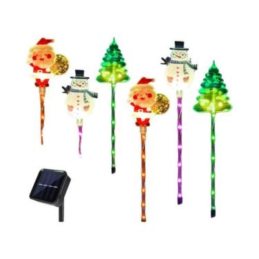 Imagem de Luzes Solares De Natal Para Jardim Com Papai Noel E Rena 6 Em 1 Decora