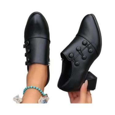 Imagem de Sapatos Femininos De Salto Alto Em Cores Sólidas Com Patchwork E Zíper