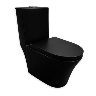 Imagem de Vaso Sanitário Monobloco Caixa Acoplada Privada Lisboa Preto - STILLUS