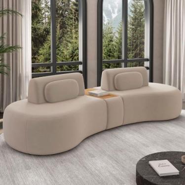 Imagem de Sofá 4 Lugares Orgânico Para Sala Living Com Puff 342cm Vasti M03 Velu