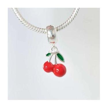 Imagem de Pingentes Berloques Frutas Prata 925 Legitima, Cereja Esmaltada
