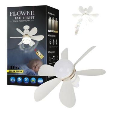 Imagem de Ventilador De Teto Com 3 Tom Luz 30w Bocal E27 C/ Controle 6 hélices -