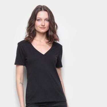 Imagem de Blusa Hering Básica Gola V Feminina, Preto, G