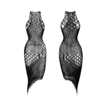 Imagem de 1PC Body Feminino Sexy Transparente de Rede Vazado com Alça Halter par