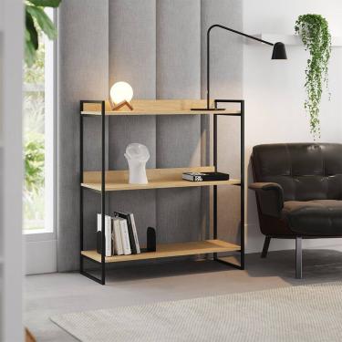 Imagem de Aparador Industrial Córdoba 95cm com 3 Prateleiras Multiuso para Sala Hall Entrada - Pr...