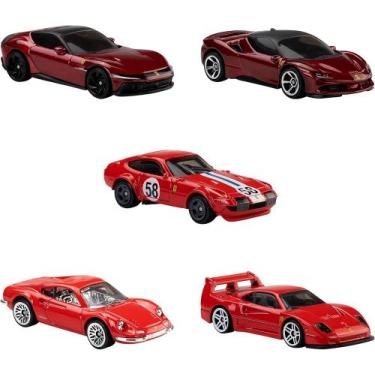 Imagem de Pack Hot Wheels - 5 Carros Rosso Ferrari - MATTEL