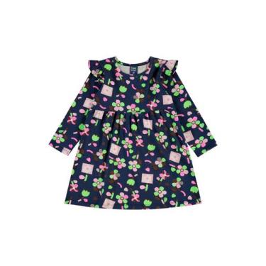 Imagem de Vestido Infantil Floral em Cotton Bee Loop, Azul