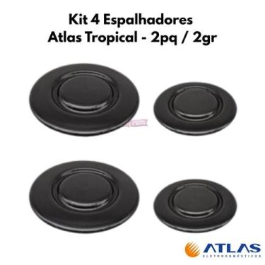 Imagem de Kit 4 Espalhador Tampa Bocas Chama Fogão Atlas Tropical - Atlas Eletro