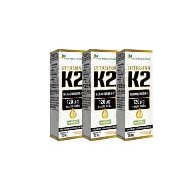 Imagem de Kit 3x Vitamina K2 Menaquinona-7 3x20ml Laranja Flora Nativa-Unissex