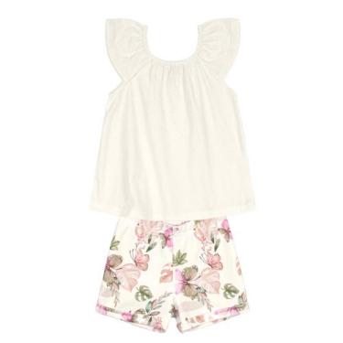 Imagem de Conjunto Infantil Roupa Brandili Menina Blusa + Shorts Em Malha Estamp