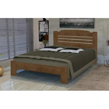 Imagem de Cama Queen Size Dubai de Madeira Maciça Angelim Pedra/Tauari Imbuia - 