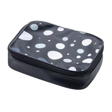 Imagem de Necessaire Box Estampado - 1 Zíper com Pompom - Preto - BRW Suprimento