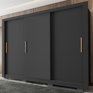 Imagem de Guarda Roupa Casal Com 3 Portas 2 Gavetas 8 Pés Armo Preto