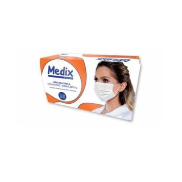Imagem de Máscara Descartável Tripla Branca Medix C/ Clip Nasal 50 Unid