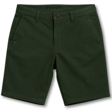 Imagem de Bermuda Masculina Sarja Ogochi Casual Esporte Adulto Bolsos, Verde esc